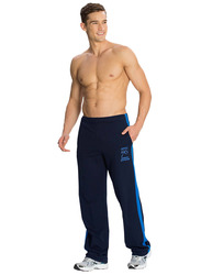 Jockey Men's Sports Star Track Pants Small, Navy/Neon Blue