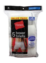 Hanes 5-Pieces Boxer Brief for Men, White, Small