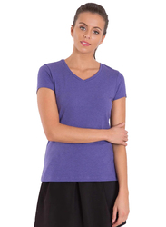 Jockey Ladies 24X7 Short Sleeve V-Neck T-Shirt for Women, Extra Large, Charcoal Melange