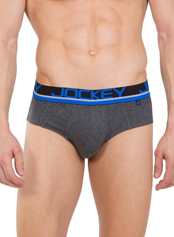 Jockey Pop Collection Bold Brief Underwear for Men, FP01-0105, Charcoal Melange, Medium