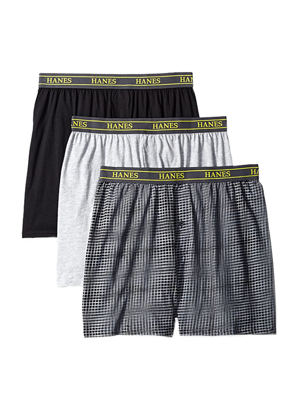 Hanes 3-Piece Ultimate Hanging Waterfall Boxers Set for Men, UTHXD3, Assorted 4, Small