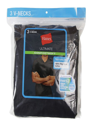 Hanes 3-Piece Ultimate ComfortSoft V-Neck Undershirt Set for Men, 7883B3, Black, Extra Large