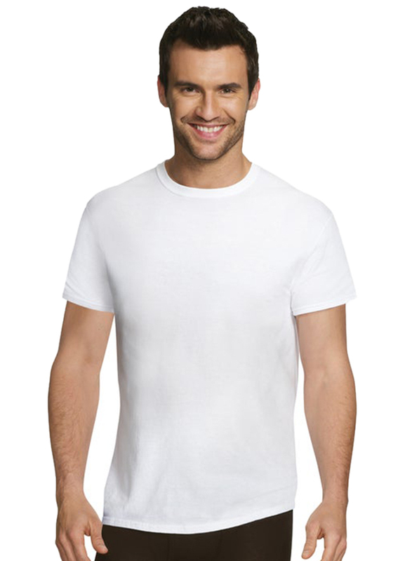 Hanes 4-Piece Ultimate ComfortFit Undershirt T-shirt Set for Men, UFT1W4, White, Large