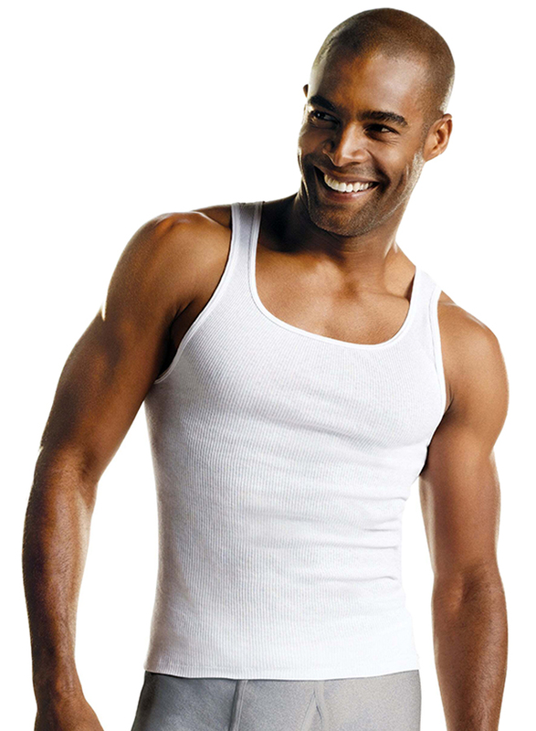 Hanes 3-Piece Ultimate ComfortSoft Square Neck A-Shirts Tanks Set for Men, 7990W3, White, Extra Large
