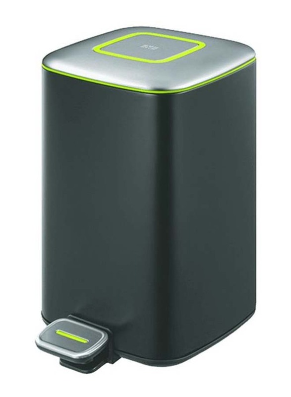 

Eko Square Step Trash Bin with Soft Closing Lid, 9 Liters, Black/Silver