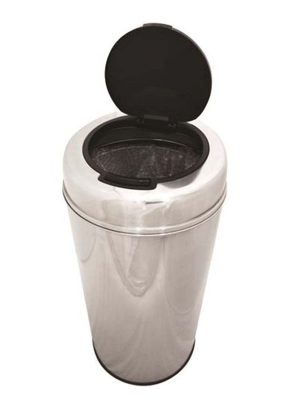 

AKC Stainless Steel Hand Touch Trash Bin, 50 Liters, Silver/Black