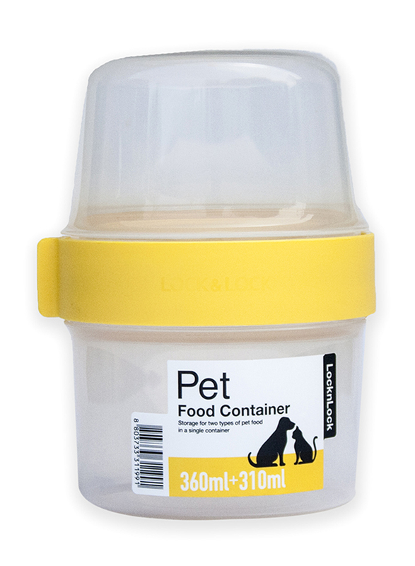 

LocknLock Pet Double Wet Food & Treat Container, 360+310ml, Yellow/Clear