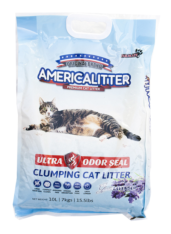 

America Litter Lavender Ultra Odor Seal Clumping Cat Litter, 10L, Blue