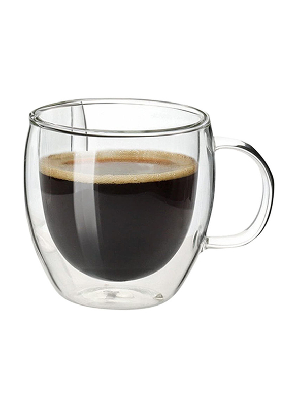 Lushh 2-Piece Cofee Mugs With Handle, Clear