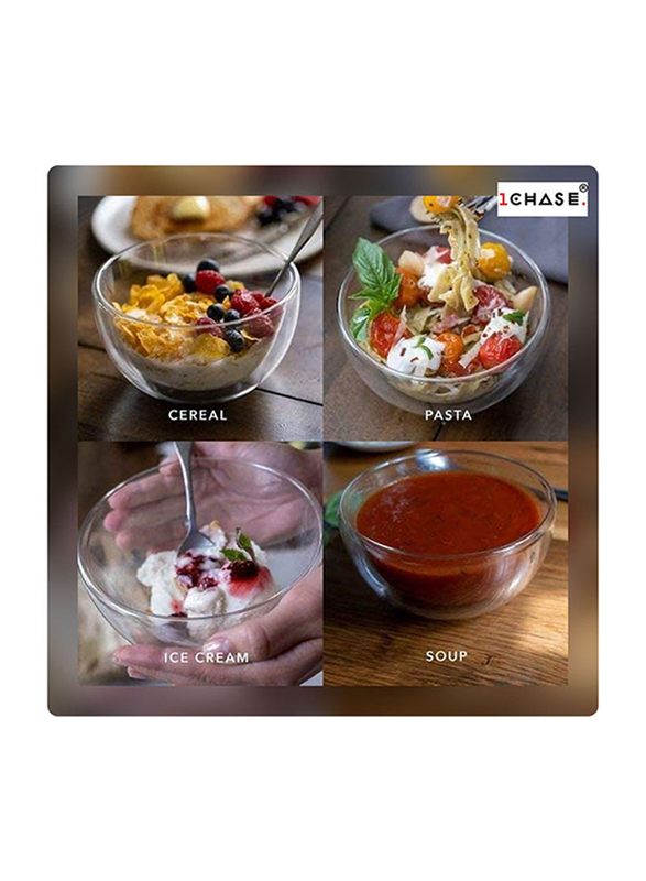 1Chase 2-Piece 500ml Cereal Bowl Set, Clear