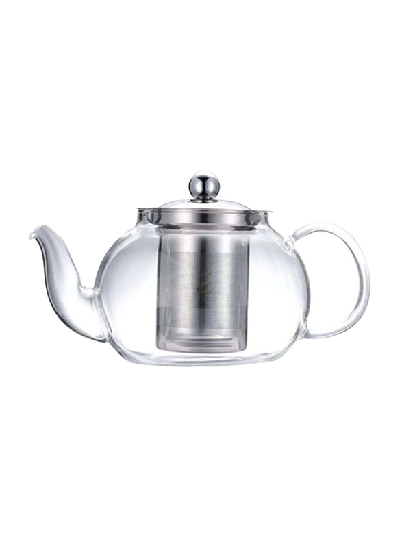 1000ml Glass Detachable Tea Pot with Strainer, Clear/Silver