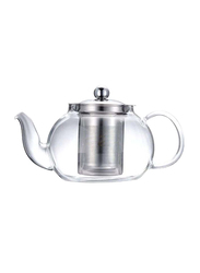 1000ml Glass Detachable Tea Pot with Strainer, Clear/Silver