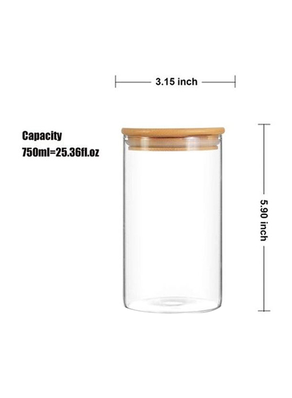 Lushh 3-Piece Glass Food Container Set With Airtight Bamboo Lid, Clear