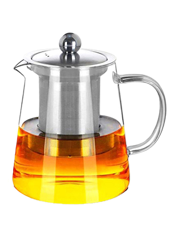 550ml Borosilicate Glass Tea Pot Strainer with Lid, Clear/Silver