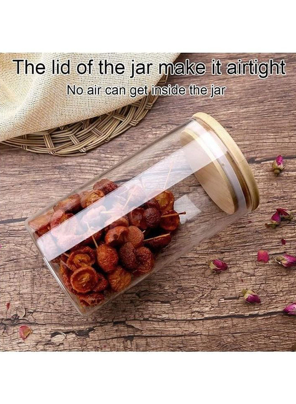 Lushh 3-Piece Glass Food Container Set With Airtight Bamboo Lid, Clear