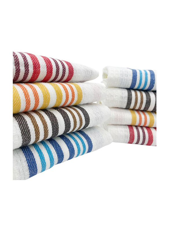 1Chase 8-Piece Honey Comb Stripe Kitchen Towel Set, Multicolour
