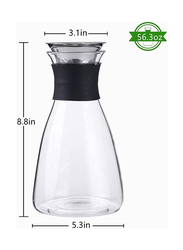 1Chase 1.6L Borosilicate Water Carafe With Stainless Steel Flow Lid, Clear/Black