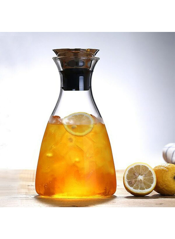 1Chase 1.6L Borosilicate Water Carafe With Stainless Steel Flow Lid, Clear/Black