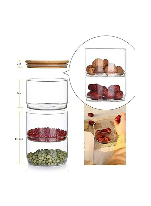 1Chase 3 Layer Food Storage Jar with Airtight Bamboo Lid, White