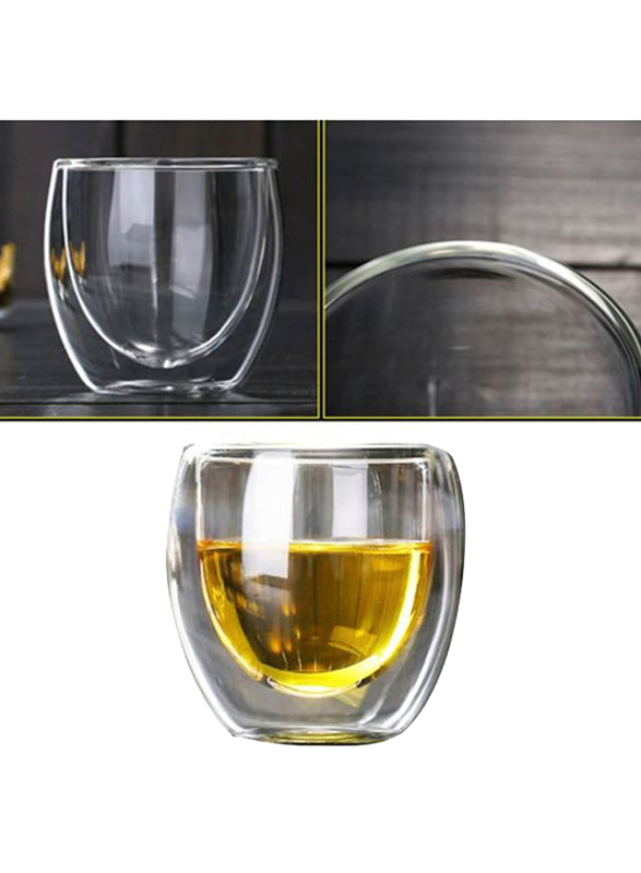 Glass Heat Resistant Double Wall Everyday Drinkware Glass, 6.5 x 6 x 4cm, Clear