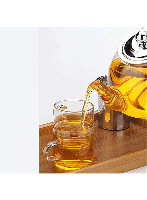 1Chase 1000ml Round Teapot With Heat Resistant Stainless Steel Infuser, Clear/Silver