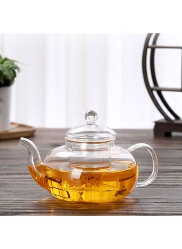 1Chase 600ml Round Glass Teapot With Tea Warmer, Clear
