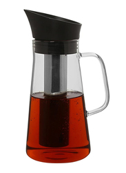 1Chase 1200ml Drip-free Carafe With Handle And Stainless Steel Flip-Top Lid Built In Infuser, Clear/Black