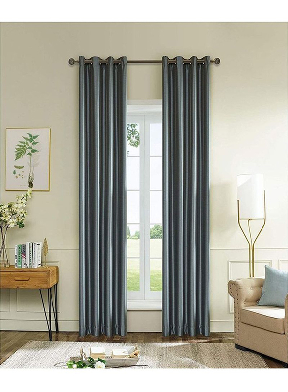 

Lushh 2-Piece Thermal Coating Curtain Set With Hemming Strip, Dark Grey