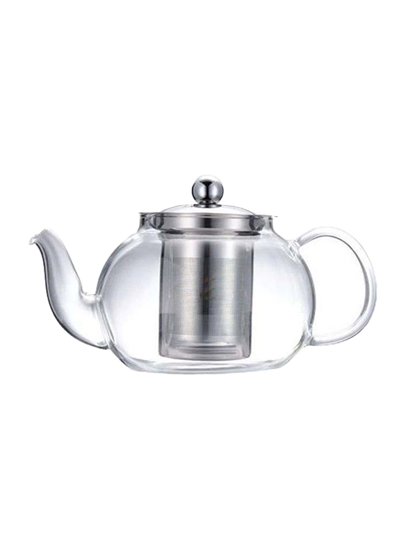 1500ml Glass Detachable Tea Pot with Strainer, Clear/Silver