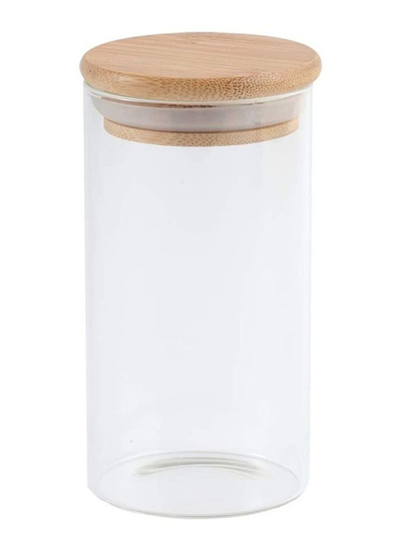 Lushh 1200ml Glass Food Storage Jar With Airtight Bamboo Lid, Clear