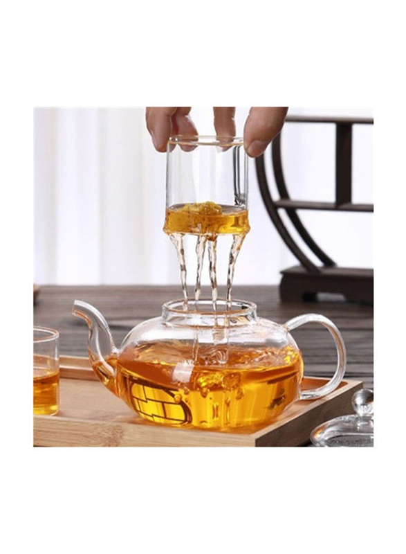 1Chase 600ml Round Glass Teapot With Tea Warmer, Clear