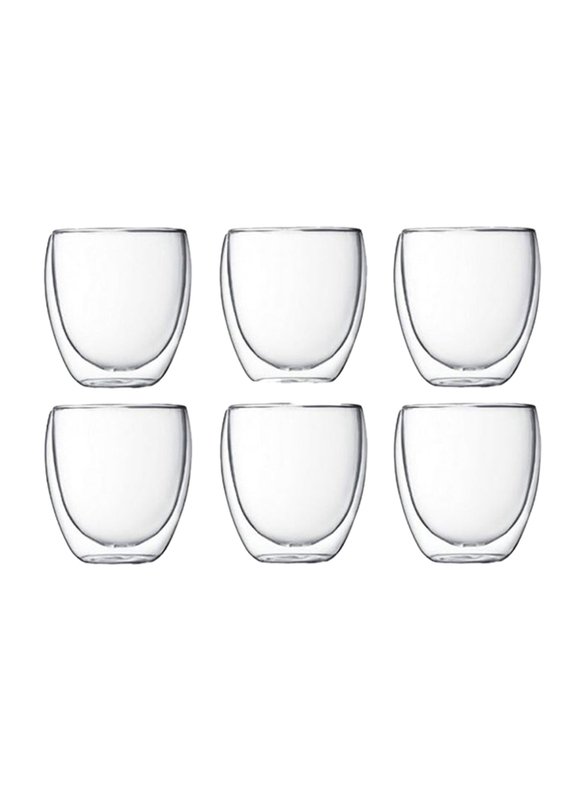 80ml 6-Piece Set Glass Double Wall Everyday Drinkware Glass, Clear