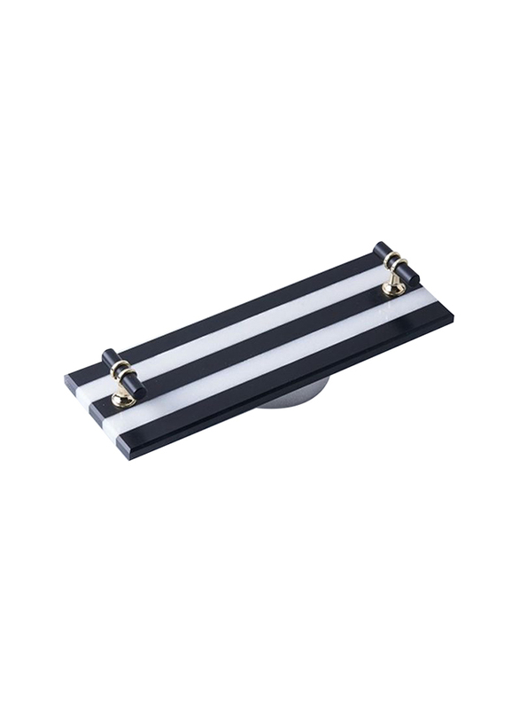 1Chase Stripe Natural Marble Tray, Black/White