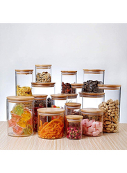 1Chase 2-Piece Food Storage Jar With Bamboo Lid Set, Clear/Beige