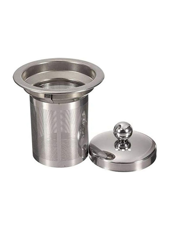 Lushh 800ml Heat Resistant Borosilicate Round Glass Teapot Cup With Infuser And Lid, Clear/Silver