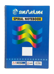 Sinarline Spiral Notebook Pad, 70 Sheets, A4 Size, 6 Pieces, Blue