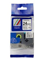 Compatible Brother Black on White Label Tape, 24mm, Black/White