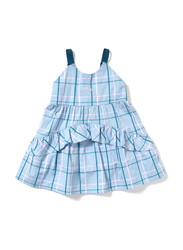 Poney Sleeveless Dress for Girls, 6-12 Months, Blue