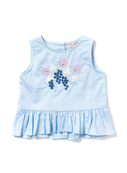 Poney Sleeveless Blouse Top for Girls, 5-6 Years, Blue