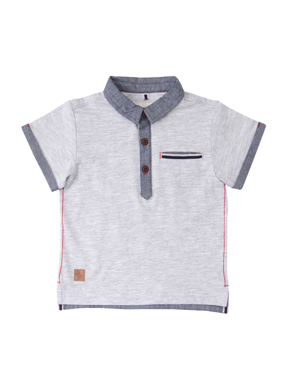 Poney Short Sleeve Polo Shirt for Boys, 18-24 Months, Grey