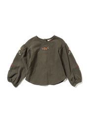 Poney Long Sleeve Blouse Top for Girls, 0-6 Months, Green