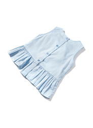Poney Sleeveless Blouse Top for Girls, 18-24 Months, Blue