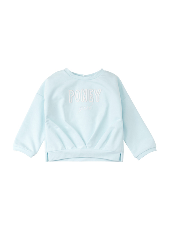 Poney Long Sleeve Sweatshirt for Girls, 18-24 Months, Turquoise