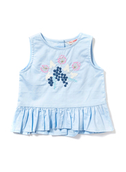 Poney Sleeveless Blouse Top for Girls, 18-24 Months, Blue