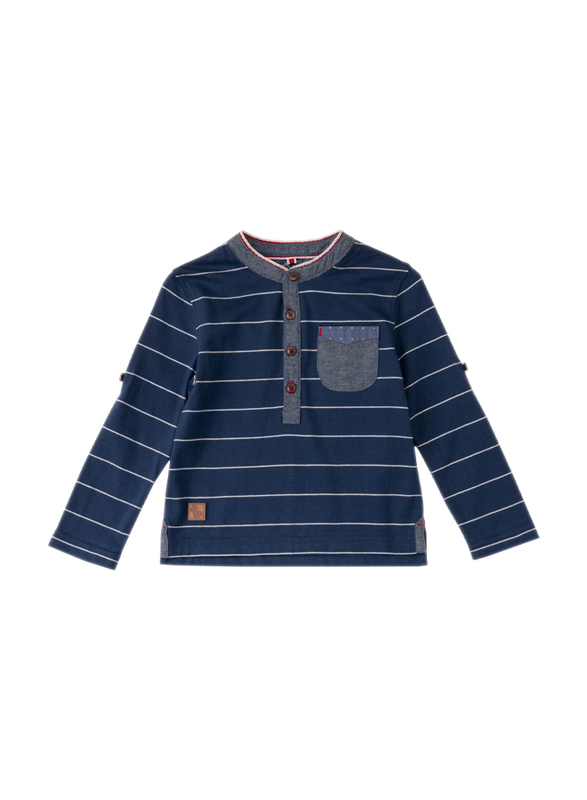 Poney Long Sleeve Tee for Boys, 6-12 Months, Blue