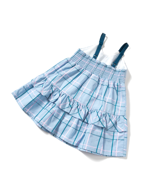 Poney Sleeveless Dress for Girls, 6-12 Months, Blue
