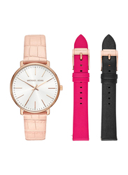 Michael Kors Pyper Analog Watch for Women with Leather Band, Water Resistant, Beige/Pink/Black-White