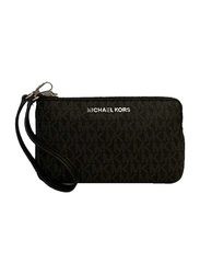 Michael Kors PVC Jet Set Travel Top Zip Signature Clutch Wristlet Wallet for Women, Large, Brown/Black