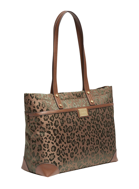 Calvin Klein Teodora Jacquard Front Pocket Tote for Women, Chocolate Brown