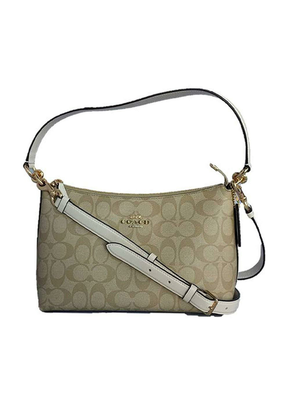 Coach Signature Lewis PVC Shoulder Crossbody Bag for Women, Light  Khaki/Chalk  - Dubai